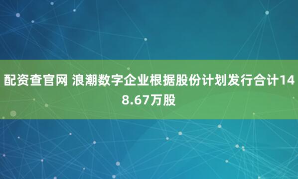 配资查官网 浪潮数字企业根据股份计划发行合计148.67万股